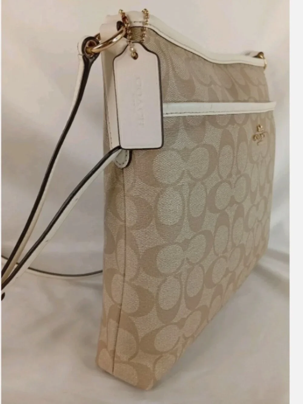 Pre-Owned Coach File Crossbody In Signature Canvas F58297 Beige *BAG ONLY*